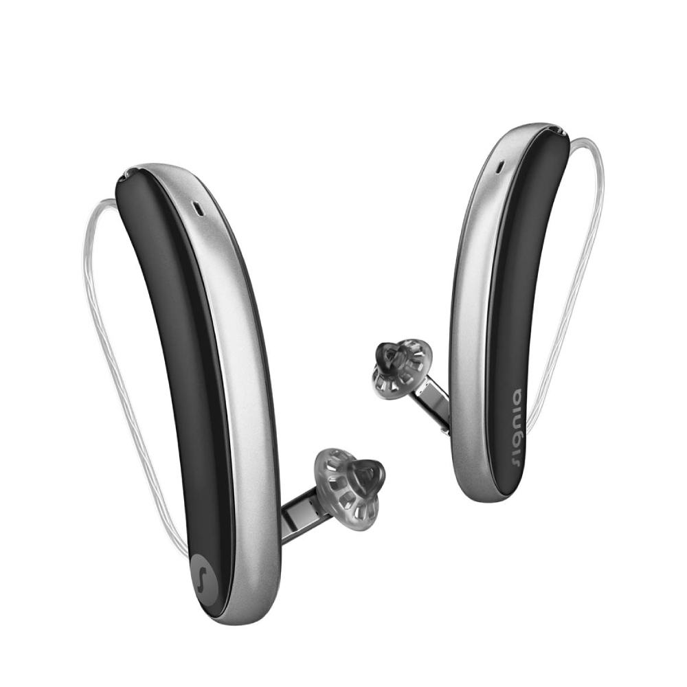 Styletto 3IX Slim RIC R Black Silver Aide auditive